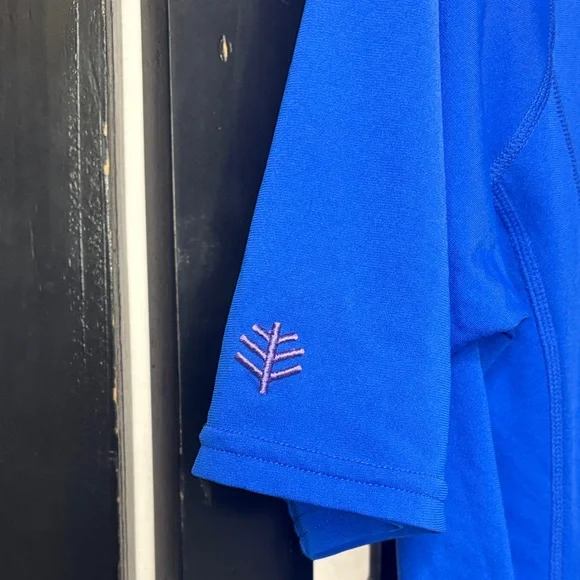 💙 Coolibar Royal Blue Quarter Zip Sun Shirt Womens Large UPF Short Sleeve 💙 - Picture 7 of 13